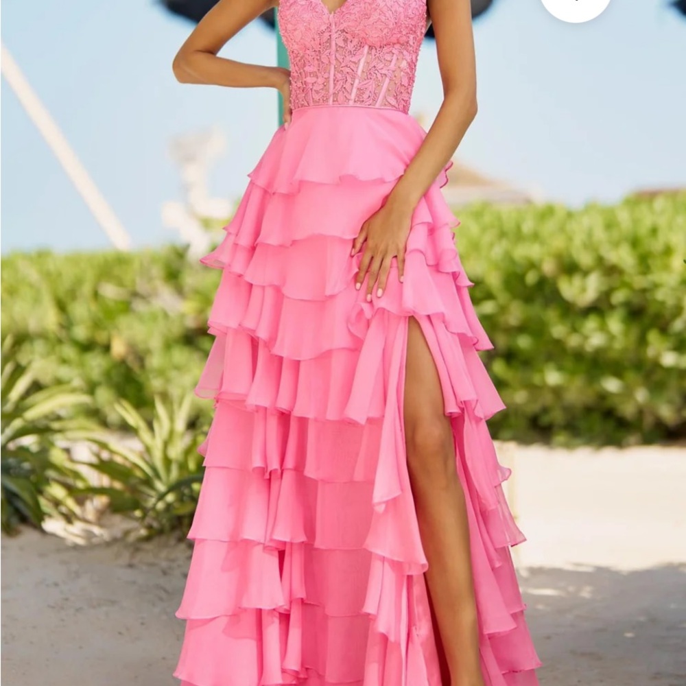 Sherri Hill Pink Layered Prom Dress